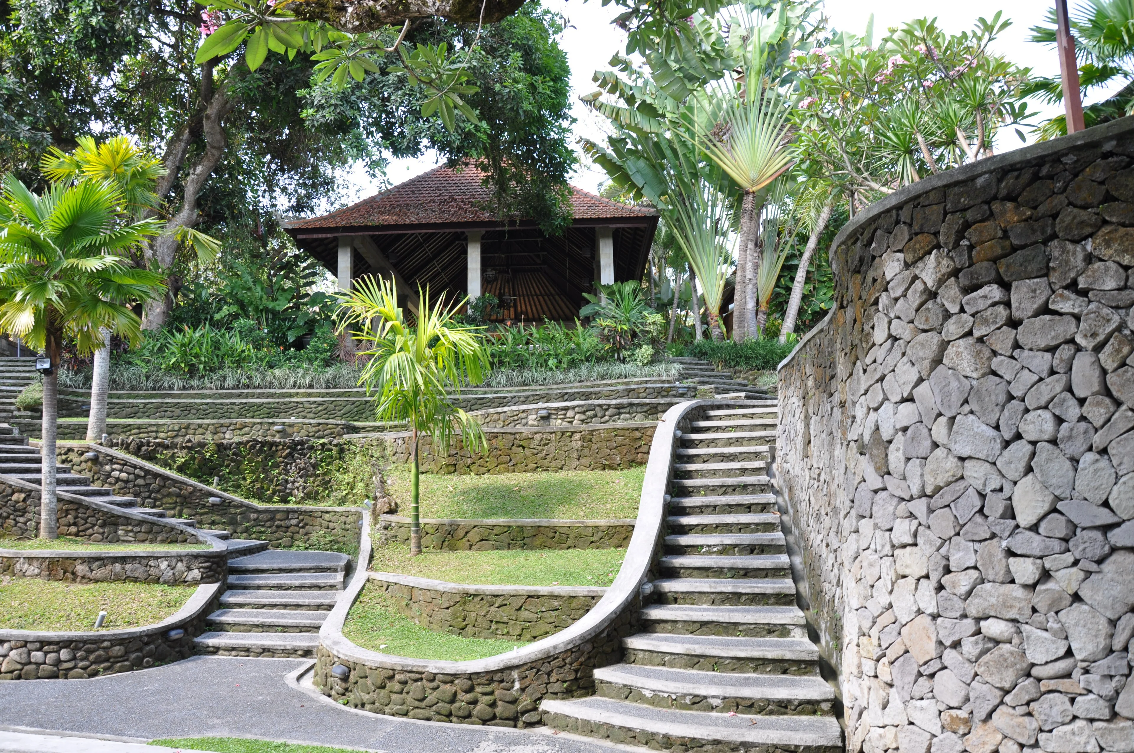 A shaded pavilion and garden at Museum Puri Lukisan in Ubud.