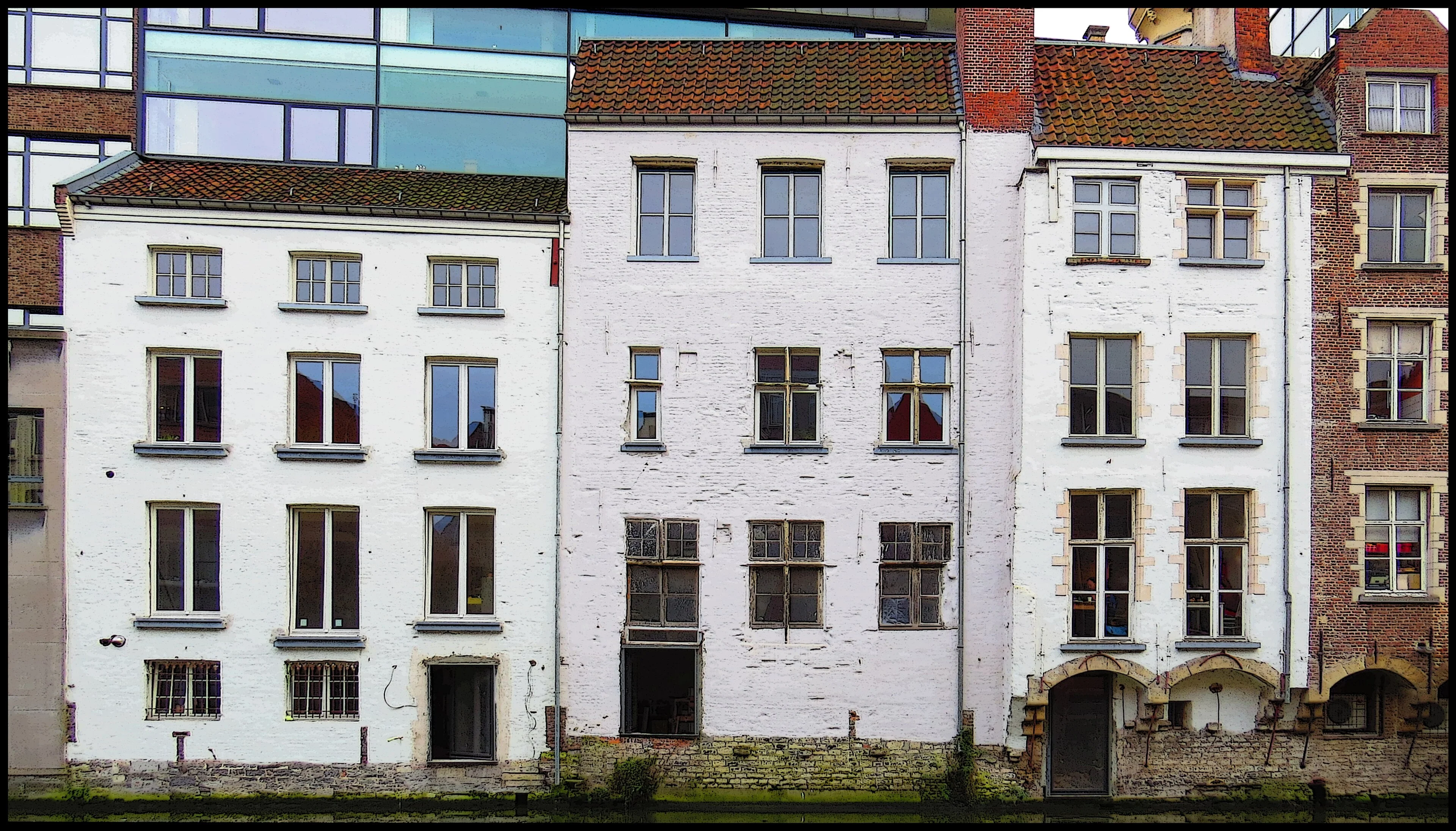 Ghent, Belgium, seen in a wide city view.