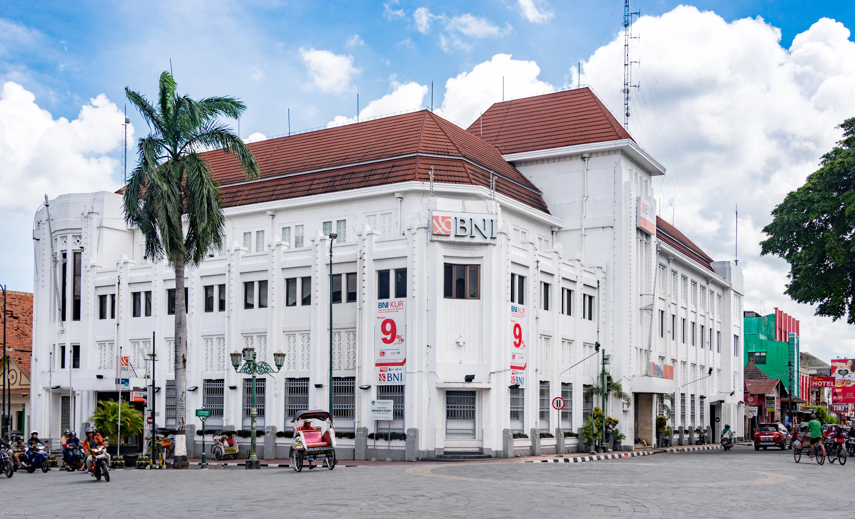Yogyakarta, Indonesia, seen in a wide city view.