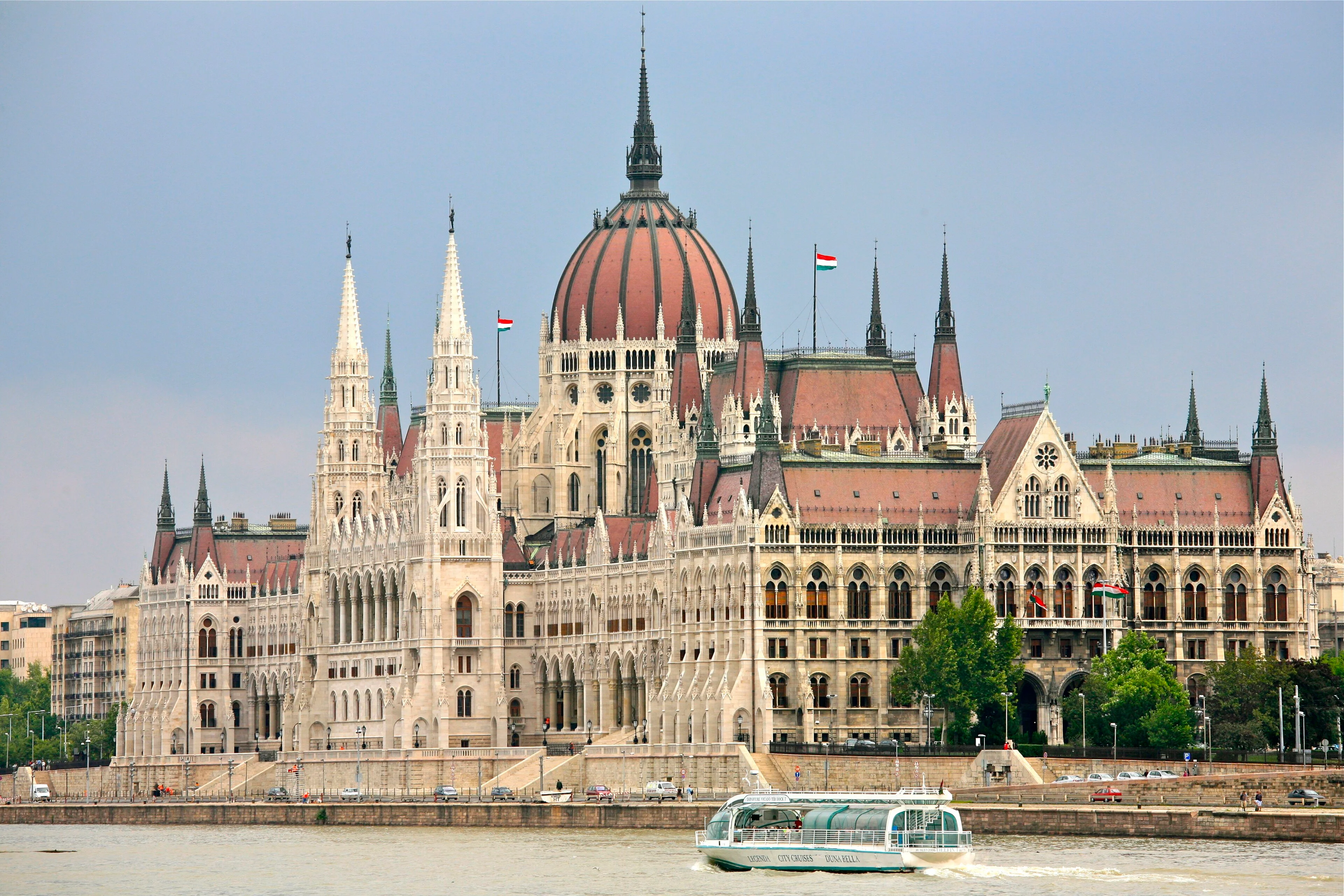 Budapest, Hungary, seen in a wide city view.