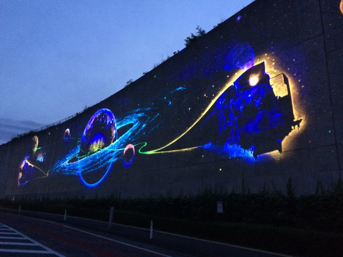 Future City Galaxy Earth Railway Mural