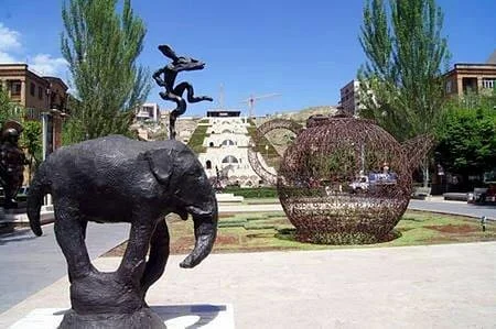 Hares on Elephants Sculpture